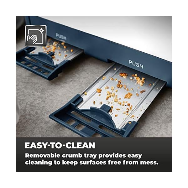 Tower T20051MNB Cavaletto 4-Slice Toaster with Defrost/Reheat, Stainless Steel, 1800 W, Midnight Blue and Rose Gold