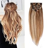 Clip in 100% Remy Human Hair Extensions Double Weft Highlight Grade 7A Quality Full Head Thick Short Straight 8pcs 18clips for Women Beauty 10