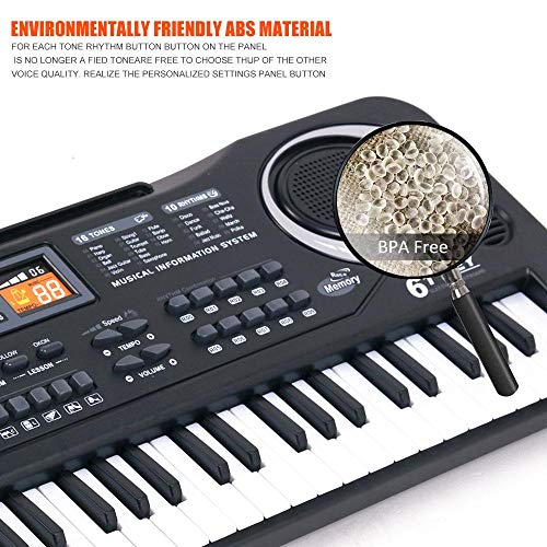 Womdee Kids Piano Keyboard, 61 Keys Electronic Digital Piano Electronic Musical Keyboards with Microphone Portable Keyboard Gift Teaching Toy for Beginners (Kids & Adults) - Thumbnail 6