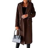 IDEALSANXUN Womens Long Wool Coat Double Breasted Trench Coat Fall Winter Clothes