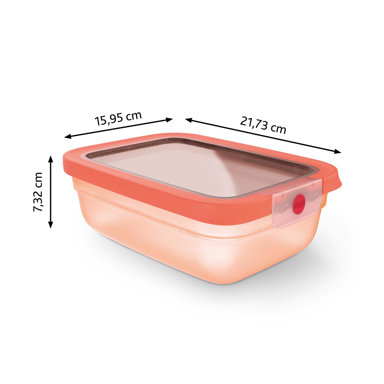 EMSA oneClick Frischhaltedose, verschlossen mit nur 1 x Klick, Lebensmittel 2 x länger frisch, 100% dicht, Made in Germany, 1,2L, gefrier-, mikrowellen- und spülmaschinengeeignet, orange, N1210800 7