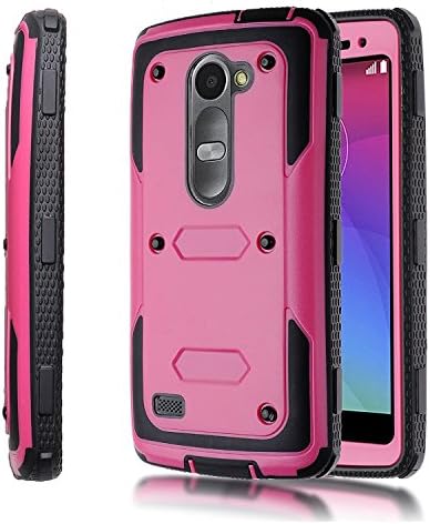 for LG Leon Case Tribute 2 Case QAenly Creative Hybrid LG Leon C40 Case Heavy Duty Rugged Dual Layer Case with kickstand for LG Leon C40 LG Tribute 2 Pink
