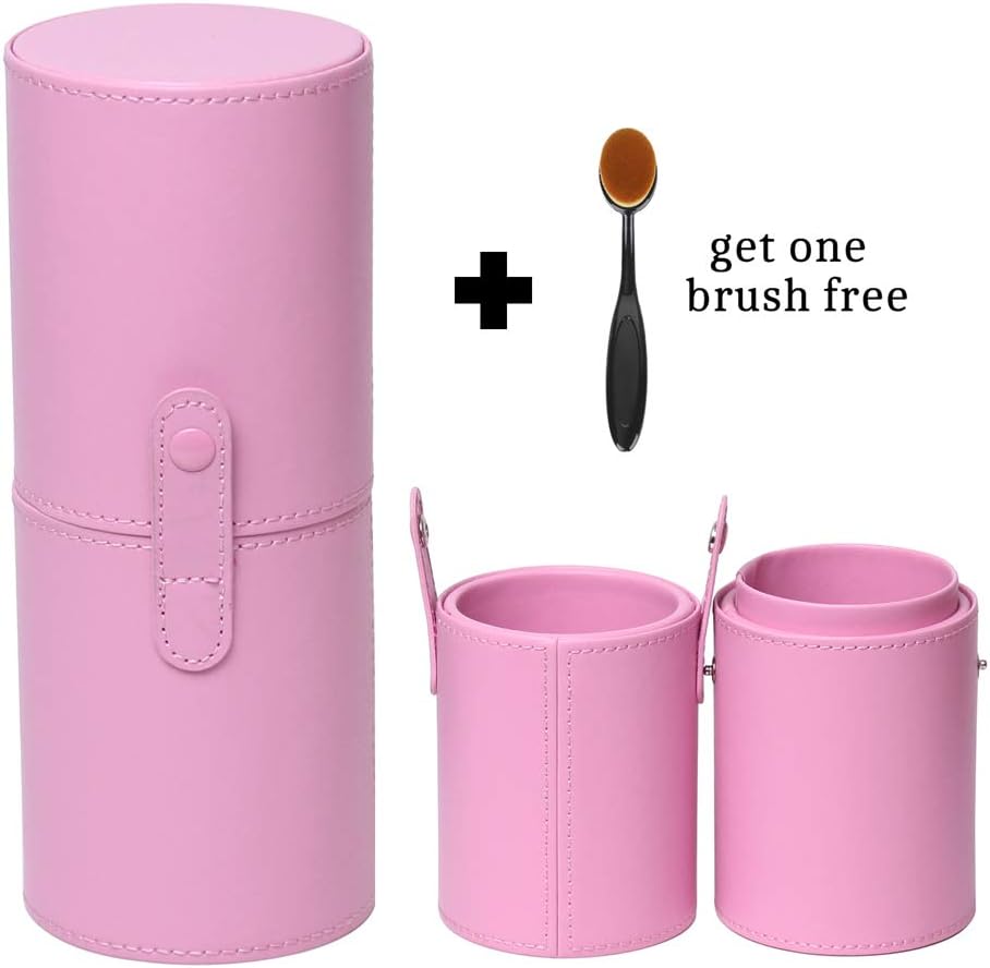 Makeup Brushes Holder Travel Case Make Up Brush Case Organizer Large Capacity Pu Leather Cosmetic Cup