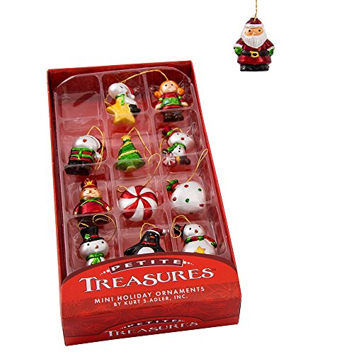Kurt Adler 1.25-Inch Petite Treasures Mini Ornament Set of 12, 12 Piece
