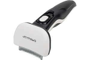 JOYPAWS Self-Cleaning Pet Grooming Brush Professional Undercoat Deshedding Tool for Small Dogs Effectively Reduces Shedding by Up to 95% Long or Short Hair Remover for All Small Animals Black S