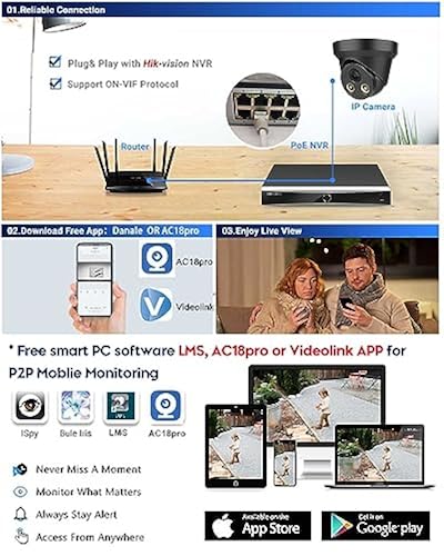 Compatible for Hikvision 4K Full Color 8MP IP PoE AI Turret Camera
