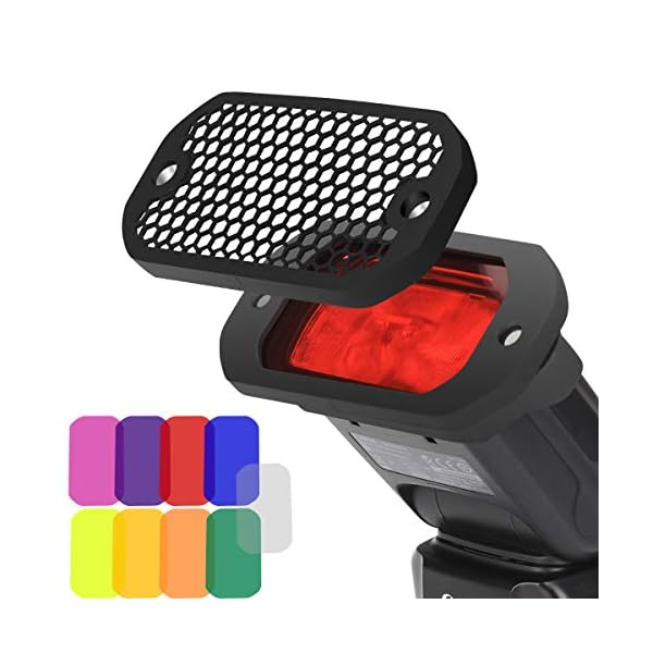 AODELAN Blitz Filter Kamerablitz Gel Beleuchtungsfilter Farbfolien Gitter und Farbiges Gel Filterset mit dem Magnetischen Stapelbaren System für Canon Nikon Sony Godox Yongnuo Speedlite