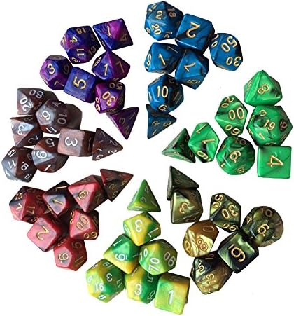 Zantec 7Pcs Digital Dices Acrylic Double-Color Polyhedral Dices Set for Table Games
