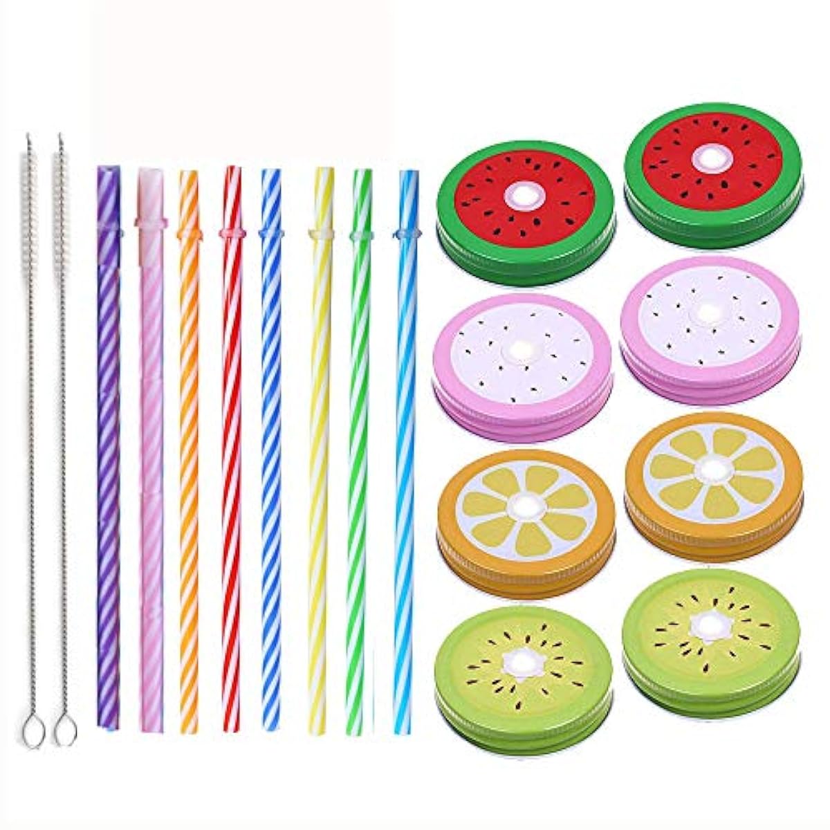 Metal Decorative Regular Mouth Mason Jar Lids with Straw Hole (18pcs) 8