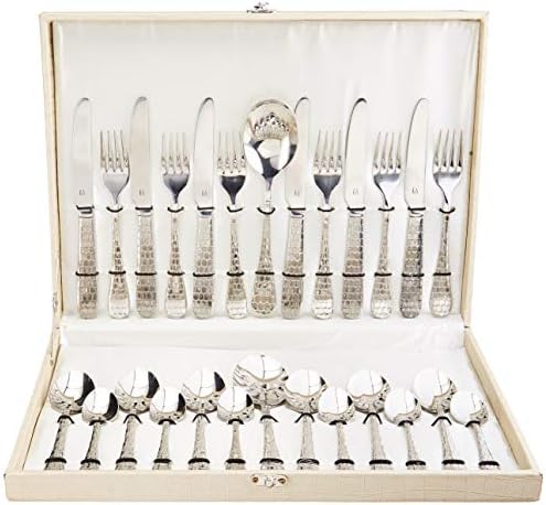 FNS Stainless Steel Galaxy Cutlery Set, 26-Piece, Silver, GLST26