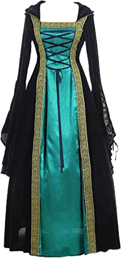 CCOOfhhc Victorian Vintage Dress-Womens Irish Medieval Dress Costume Retro Gown Cosplay Costumes Hollow Flare Long Dress