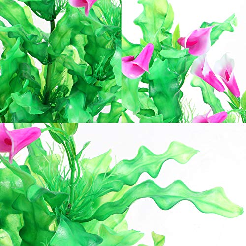 Tacobear Artificial Aquarium Plants Decor Plastic Fish Tank Plants Decorations Ornament Large Aquatic Plant for Aquarium 16 inch Aquatic Plants