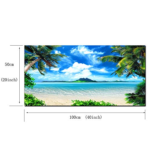 S72750 Canvas Wall Art Ocean Waves Coconut Trees on Sands Beach Seascape Scenery Painting Nature Picture for Bedroom…