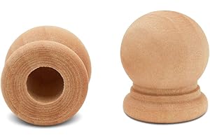 Wood Finials, 3/4 Inch Tall with 1/4 Inch Hole, Unfinished Wood Finials for 1/4 Inch Dowel Rods, Wood Dowel Caps for Crafts a