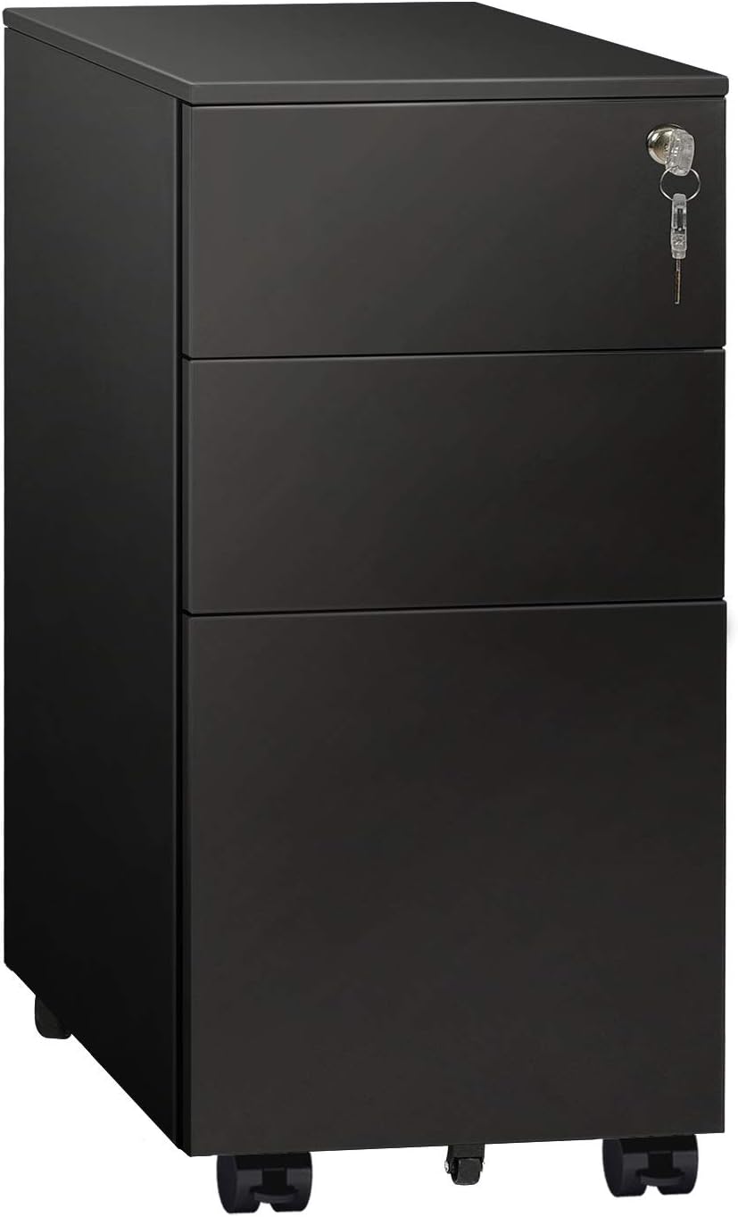 Amazon Com Devaise 3 Drawer Mobile File Cabinet With Lock Narrow