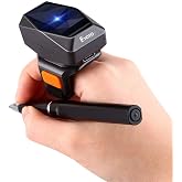 Eyoyo Mini Wearable 2D 1D QR Bluetooth Finger Ring Barcode Scanner | 3-in-1 USB Wired&amp;Wireless, Portable Image Bar Code Reader PDF417 Data Matrix, Screen Scan Compatible with iPad, Phone, PC