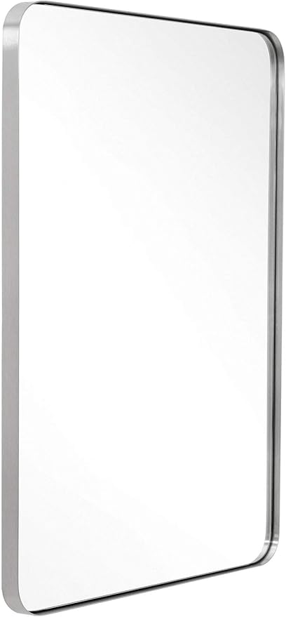 Andy Star Miroir Mural En Nickel Brosse Pour Salle De Bain 24 X 36 X 2 5 Cm Cadre En Acier Inoxydable Argente Arrondi Avec Cadre En Metal Argente Amazon Ca Maison Et Cuisine