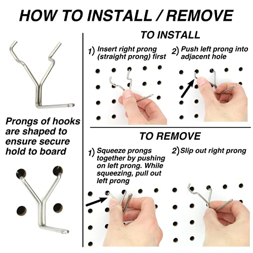 Stainless Steel Pegboard Hooks 50Pack 2" L Hook Will Not Fall Out