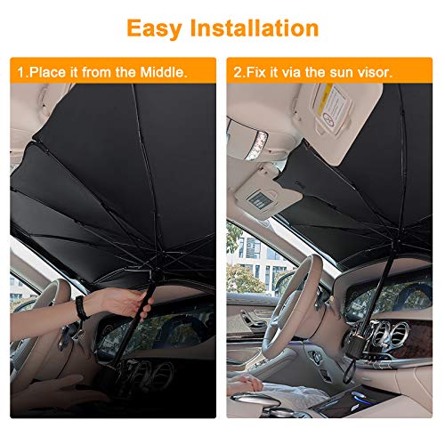 Car Windshield Sun Shade, Foldable Reflector Umbrella, Blocks UV Rays