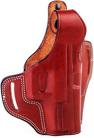 “The TB Casual" – Kiro Holsters Brown Right Hand Two Slot Belt Slide W/ Thumb Break Holsters Hade Leather Holster for Beretta F92
