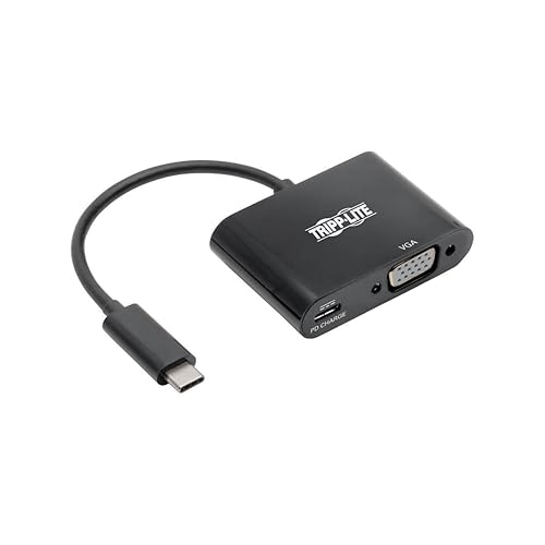 TRIPP LITE USB C to VGA Adapter Converter w/PD Charging 1080p Black USB 3.1 Gen 1 Thunderbolt 3 USB Type C to VGA (U444-06N-VB-C) - Amazon deal for $19.82