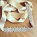Wedding Accessories Bridal Rhinestone Belt Beaded, Silver-Ivory, Size 5.0