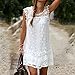 Voinnia® Women's O Neck Crochet Hollow Lace Mini T-shirt Dress