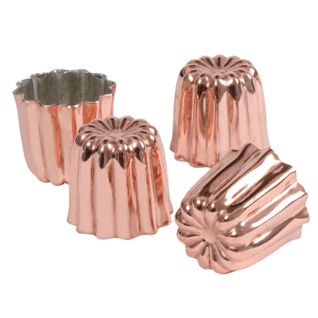 patisse Set of 4 Canelé Moulds Diameter 4.5 cm 4 Pieces Copper Canelé Moulds, 45 mm, Rich Copper, 4.5 cm, 4