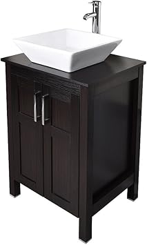 24 Inches Traditional Bathroom Vanity With Ceramic Porcelain Sink Top Mdf Wood Single Vessel Sink Bowl Faucet Set Amazon Com