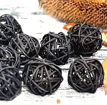 Buy Firstly Traders Pack of 10 pcs Black Rattan Balls/Wicker Balls