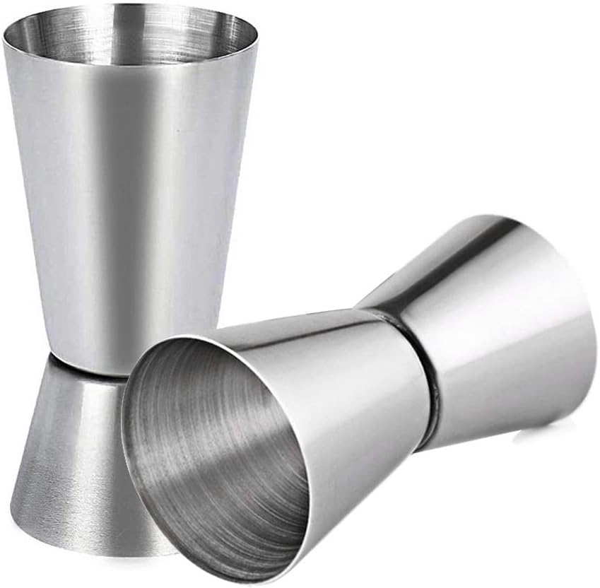 Set of 2 Stainless Steel 25/50 ml & 15/30 ml Cocktail Jigger Spirit Measure Cup - Image 5