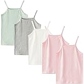 5 Pack Kids Girls Classic Solid Camisole Undershirts for Girls Breathable Cotton Soft Tank Tops (2-10Years)