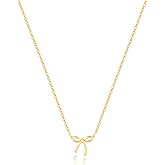Asdecy 14K Gold Plated Necklace for Women - Bow Necklace Cute Dainty Small Tiny Pendant Charm Necklaces Christmas Gift Stuff Trendy Jewelry