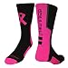 Pink Ribbon Breast Cancer Awareness Support Crew Socks - football, basketball