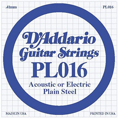 D'Addario PL016 Plain Steel Guitar Single String, .016