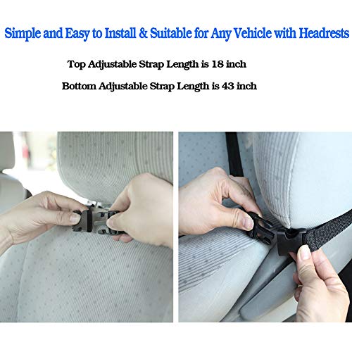 Car Backseat Organizer with 10'' iPad Tablet Holder + 5 Storage Pockets for Bottle Toys Book Drink, Auto Seat Back Protector Kick Mats, Universal Fit Travel Accessories for Kids & Toddlers Gray 2 Pack - Thumbnail 7