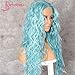 SAPPHIREWIGS Long Light Blue Color Natural Curly Wave Daily Makeup Heat Resistant Synthetic Lace Front Wedding Wedding Party Wigs