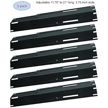 Outspark Universal Replacement Heavy Duty Adjustable Porcelain Steel Heat Plate Shield Heat Tent Flavorizer Bar Burner Cover Flame Tamer for Gas Grill Extends from 11.75