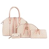 Women 4Pcs Handbags Set Elegant Zipper PU Business Shoulder Handbags Beige