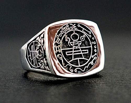 Amazon.com: Secret Seal Of King Solomon Ring with 925 Sterling Silver ...