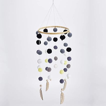 Baby Musical Cot Mobile Colorful Rotating Wind Chimes Felt Ball