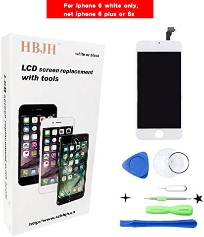 Replacement LCD screen Display Touch Screen Digitizer Frame Assembly Full Set with 6pcs Free Tools for iPhone 6 (White)