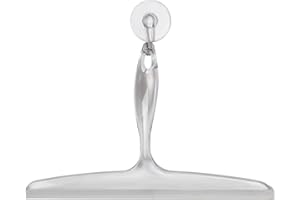 iDesign Plastic Bathroom Squeegee with Suction Hook Holder, Clear, 12-Inch (Pack of 1)