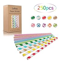 250-Pack Biodegradable Paper Straws - 10 Different Colors Eco-Friendly Set Paper Drinking Straws (Paper Straws3)