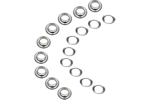 Megoto 60 Sets 15/32 Inch Sewing Grommets Eyelets Stainless Steel with Washers for Shoes, Bead Cores, Clothes, Leather, Canvas, Banner (12x20mm Silver)