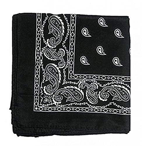 Paisley One Dozen Cowboy Bandanas(Black)