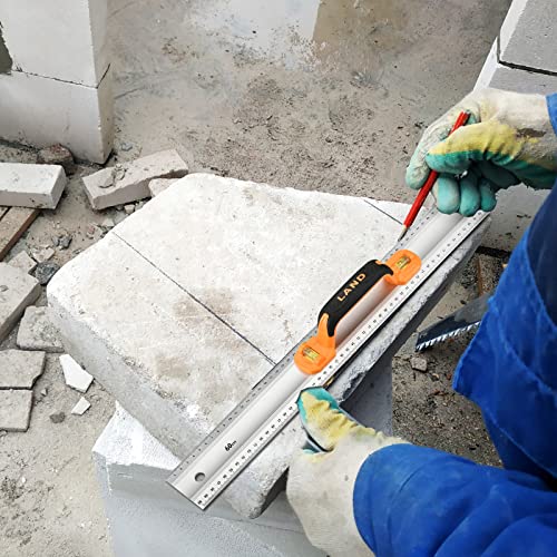 LAND Aluminum Construction Ruler - 24 Inch Ruler with Bubbles Indicator ...