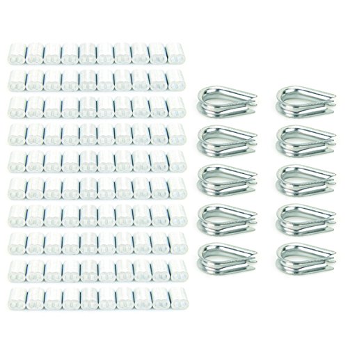 image for AUSPA 100 pcs 1/8-inch Wire Rope Aluminum Sleeves Clip Fittings Cable 