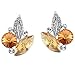 Neoglory Jewelry Platinum-plated Leaf Stud Post Earrings with Champagne Crystal