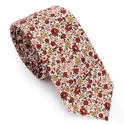 Millennium Premium Men's Cotton Skinny Ties, Floral Print, Casual, Perfect for Gifts, Weddings, Groomsmen, Dances, Missions (Desert Spring)